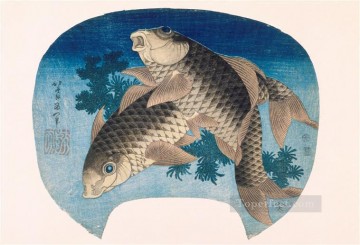 Katsushika Hokusai Painting - two carps Katsushika Hokusai Ukiyoe
